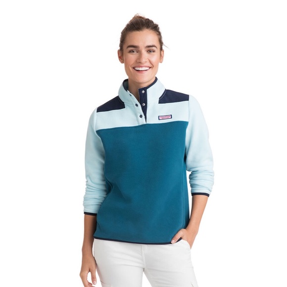 Vineyard Vines Color Block Fleece Snap Shep Shirt Pullover sweatshirt Large - Picture 3 of 9